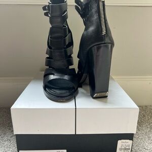 Dolce Vita Black Leather Chunky Heel Booties